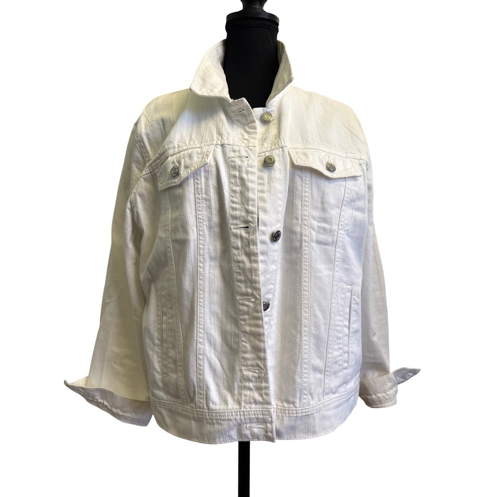 Old Navy Womens White Denim Jacket XL New NWT Button Front Trucker 550970-00-1